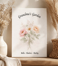 Load image into Gallery viewer, Grandma’s Garden – Personalised Flower Canvas Print
