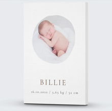 Load image into Gallery viewer, Baby Photo Canvas with Name & Birth Stats