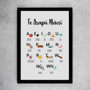 Māori Illustrated Alphabet Print - (Te Arapū Māori)