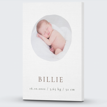 Load image into Gallery viewer, Baby Photo Canvas with Name &amp; Birth Stats
