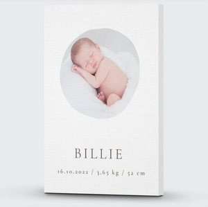 Baby Photo Canvas with Name & Birth Stats
