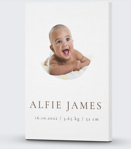 Baby Photo Canvas with Name & Birth Stats